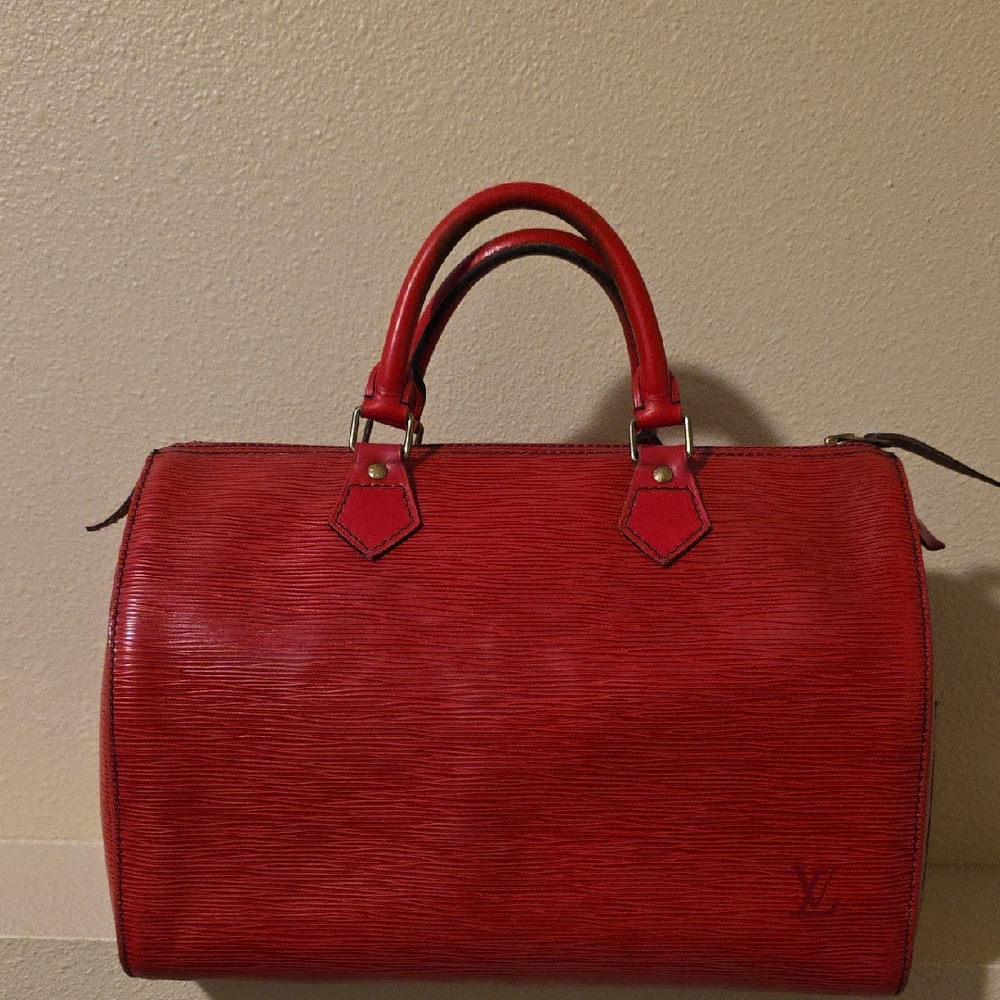 Epi Louis Vuitton Red Satchel Bag